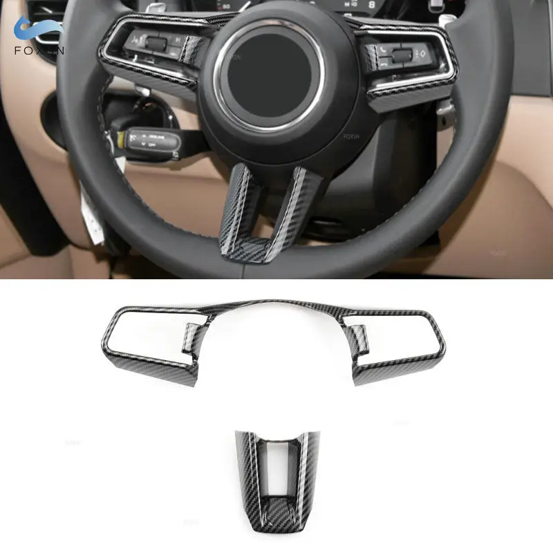 

Для Porsche Cayenne 2022 2023 2 шт. автомобильный ABS текстура из углеродного волокна внутренняя крышка кнопки рулевого колеса защитная накладка