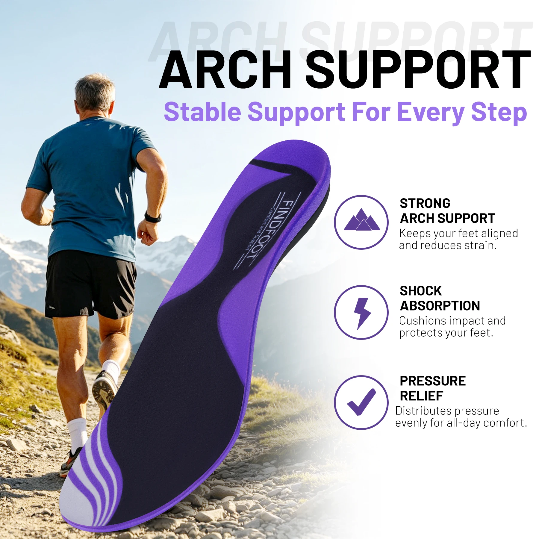 Orthopädische Einlegesohle für Plattfüße, Plantarfasziitis-Linderung, hohe Fußgewölbestütze, für Männer und Frauen, Arbeits-Orthesen-Einlage, Sport-Schuh-Einlegesohle für Sneaker. – Detail 13