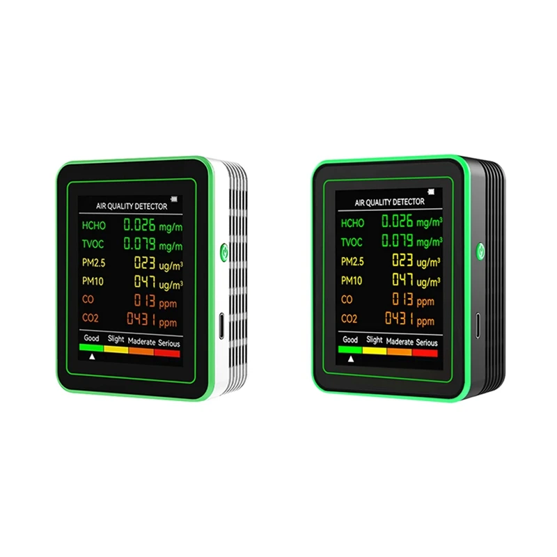 Detector de qualidade do ar 6 em 1, entrega em 24 horas, hcho tvoc co2 co pm10 pm2.5, medidor de gases, detecção inteligente