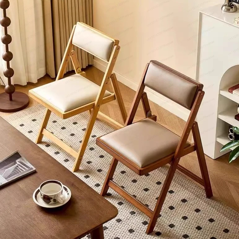 2026 hot sell -Folding Solid Wood Chair, Multifunctional Backrest Stool for Dining Kitchen Bar, Portable Seat