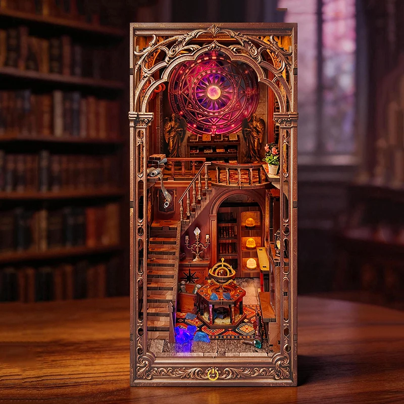 DIY Wooden Book Nook Figurines Miniatures Starlight Twilight Realm Bookend for Friends Birthday Gifts Home Decor Crafts