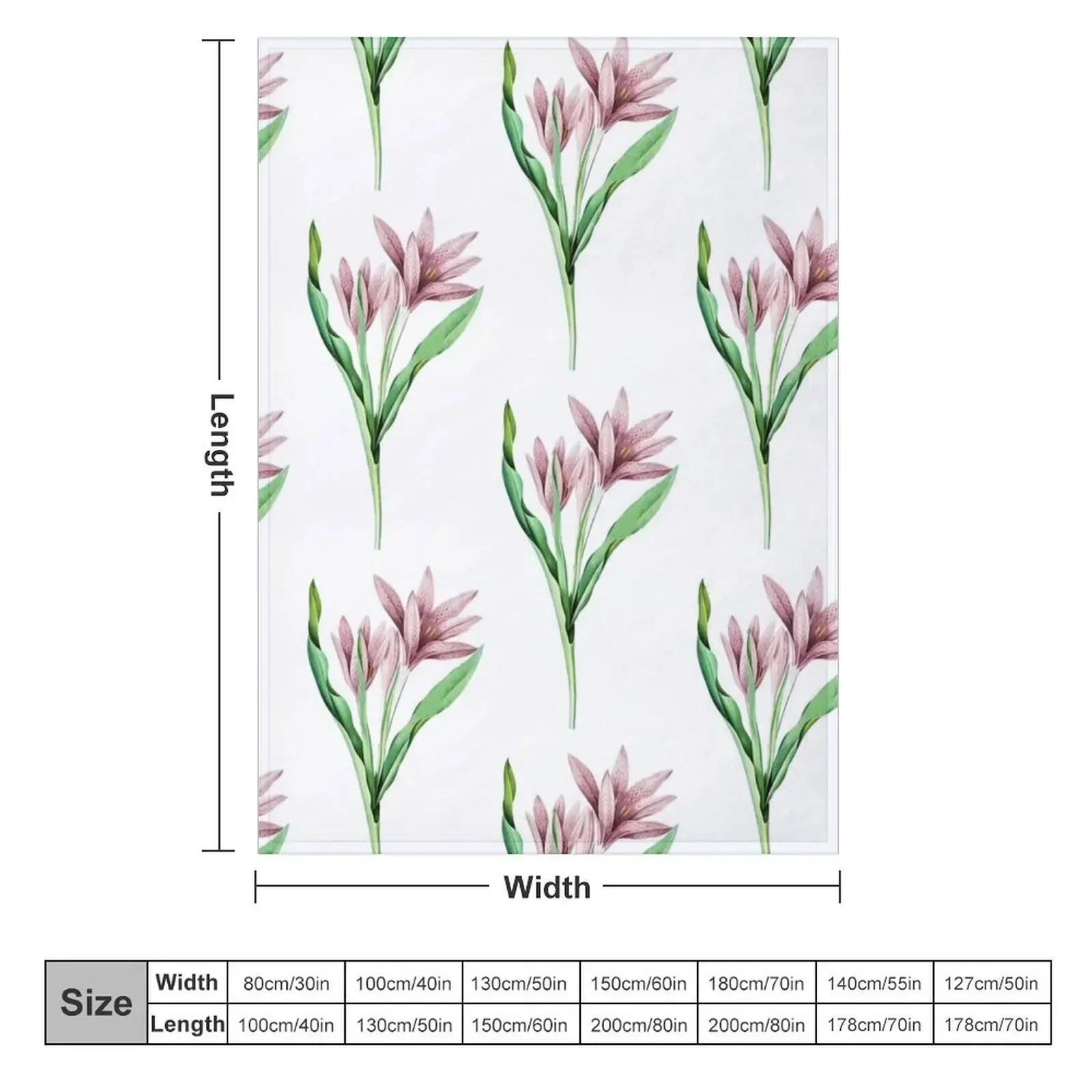 Vintage Autumn Crocus Hand Drawn Flower Illustration Throw Blanket Warm Beautifuls Blankets