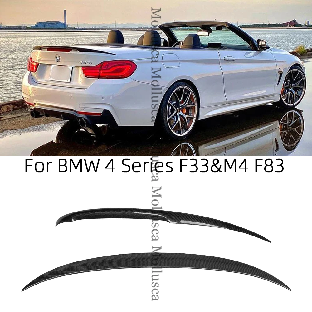 For BMW 4 Series F33 Convertible&M4 F83 P Style Carbon fiber Rear Spoiler Trunk wing 2013-2020 430i435i440i FRP honeycomb Forged