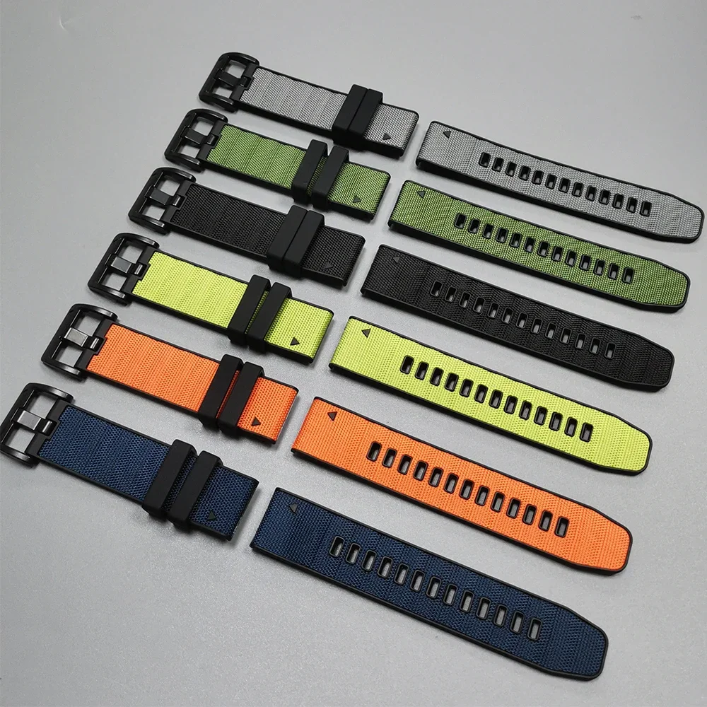 QuickFit 22mm 26mm Nylon Silicone Strap for Garmin Fenix 8 Pro E 7X 7 6X 6 5X 5/Epix Pro/Tactix 8 7/Instinct 3 2X Sport Bracelet