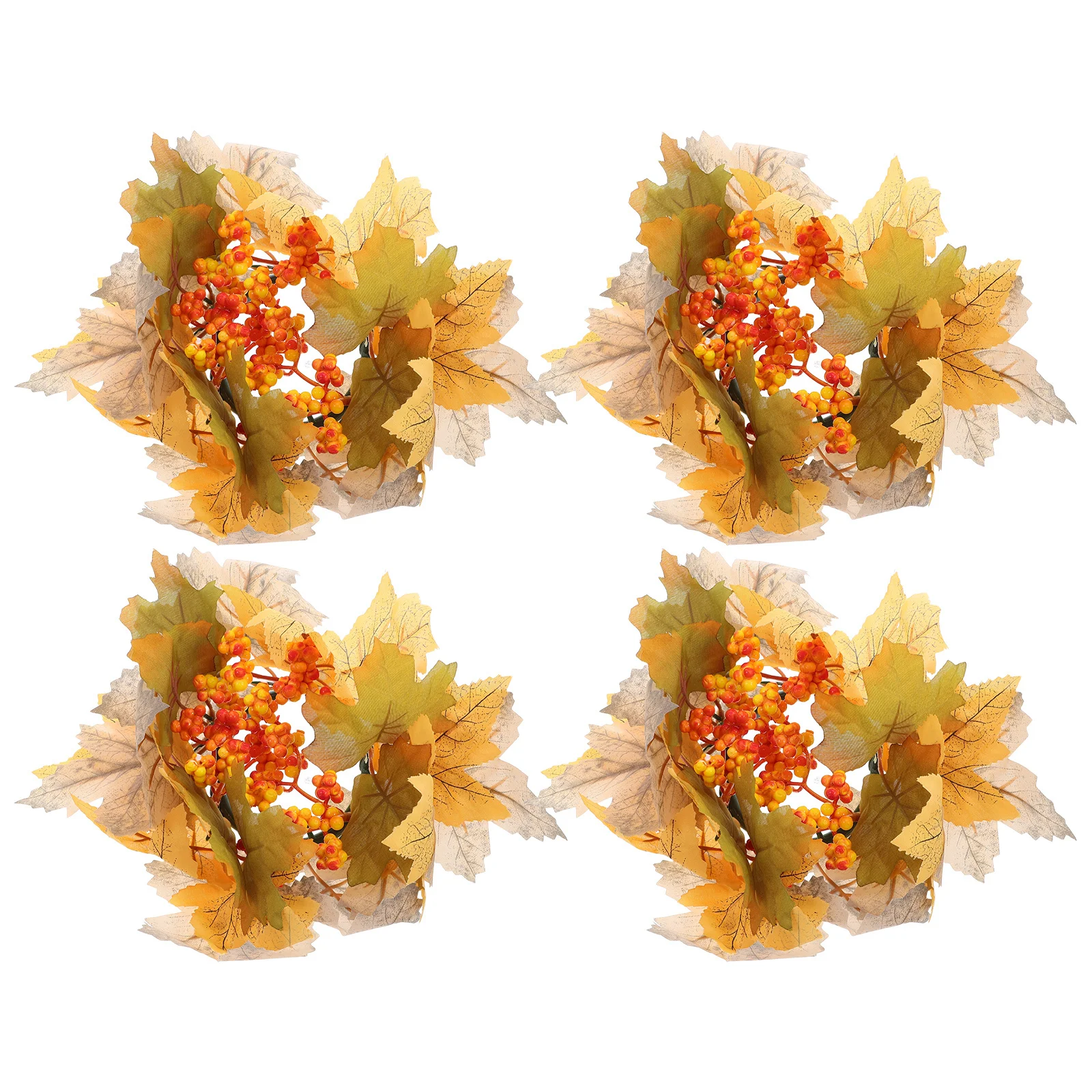 

4Pcs Wreath Rings Maple Leaves Wreath Decoration Realistic Design Versatile Dining Table Centerpiece Floral Rings