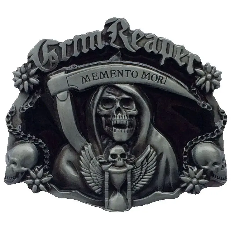 Black Grim Reaper Memento Mori Skull Belt Buckle SW-BY416 suitable for 4cm wideth belt