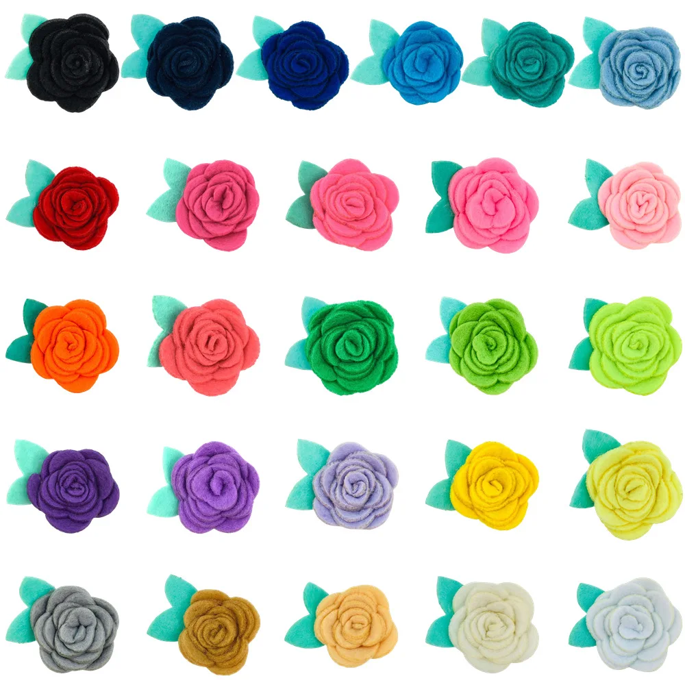 

600 шт., оптовая продажа, 4 см, утолщенная нетканая ткань, роза, фетровая ткань, зеленый лист, цветок, головные уборы, одежда, аксессуары «сделай сам», Pet S