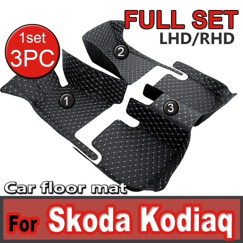 

Car Mats For Skoda Kodiaq NS7 2017~2022 2021 2020 Auto Carpets Rugs Pad Leather Floor Mat Interior Parts Car Accessories 5 Seat