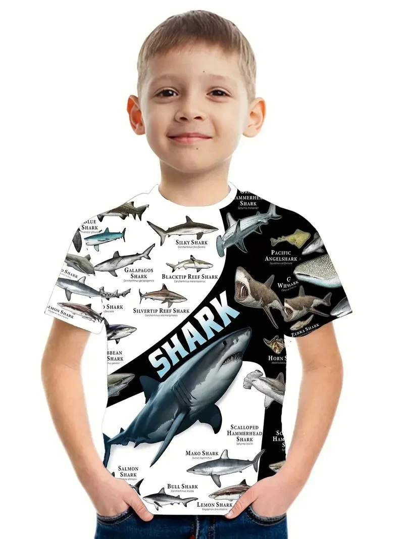 Boys Clothing Shark 3d Print Cool Daily 2025 Baby T-Shirts Fashion Top Casual Boy Clothes Casual Short Sleeve Tees