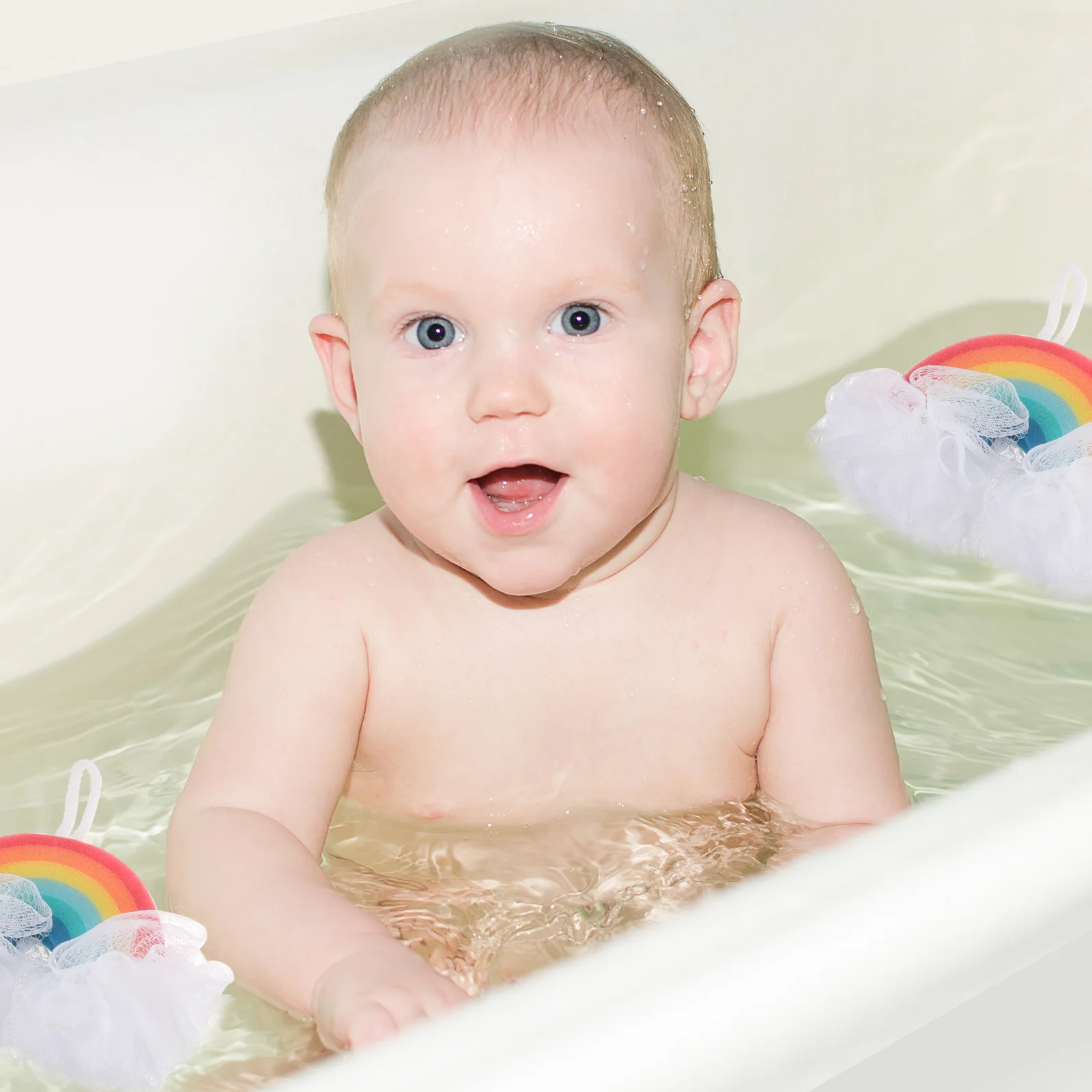 

2Pcs Kids Rainbow Bath Sponge Shower Body Scrubber Soft Exfoliating Sponge Fun Bath Cleaning Tool for Toddlers
