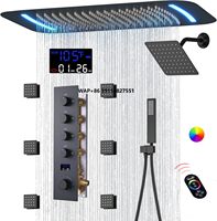 Digital Display Shower Set System Handheld Shower  Body Jets Rainfall Head Matte Black Brushed Gold Bathroom Shower Set