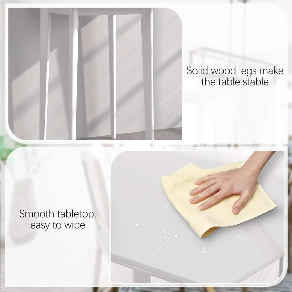 Solid Wood Counter Height Bar Table and 4 Chairs Set, Square High Table for Pub Use