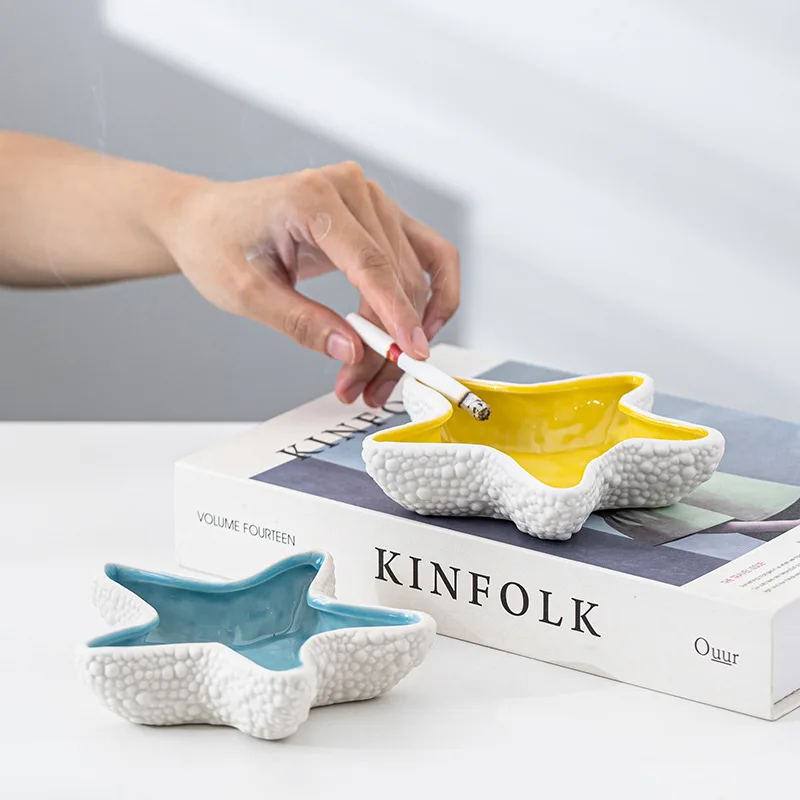 

Starfish Shape Ceramic Jewelry Tray, Ocean-themed Trinket Plate for Rings Earrings Necklaces，Can Also Be Used As An Ashtray