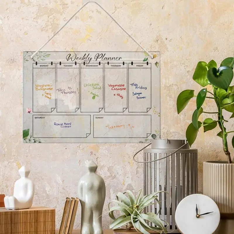 Acrylic Dry Erase Weekly Planner Hang Acrylic Calendar Includes 6 Color Markers Housewarming Gift Planning Board