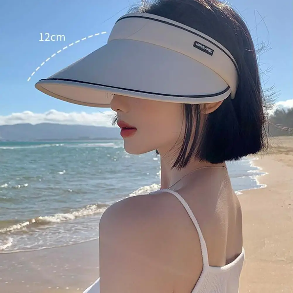 Portable Sun Hat Can Roll Large Eaves All Summer Female Sun Protection Hat Hollowed Out Beach Cycling Sun Shade Empty Hat