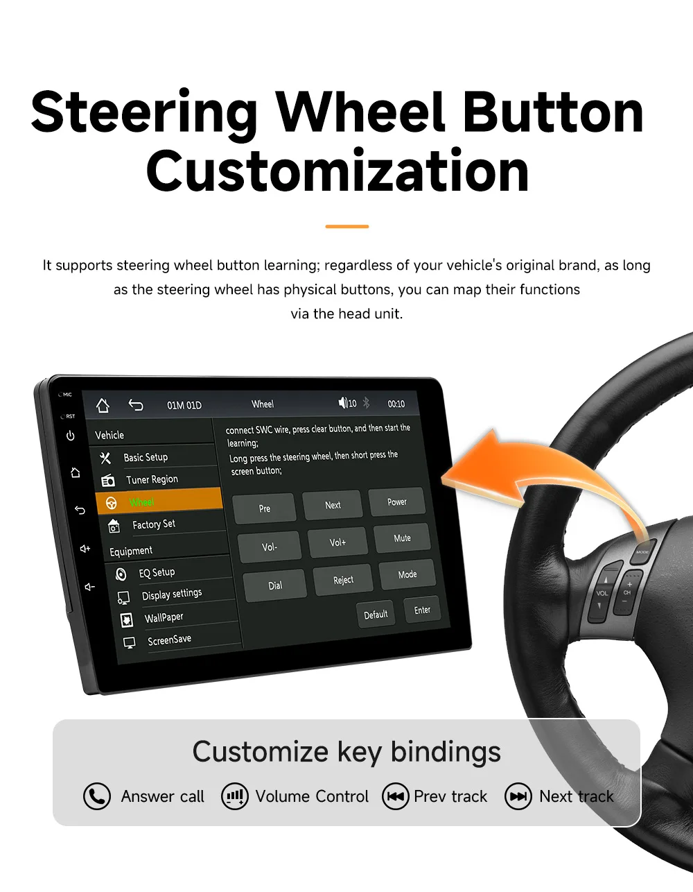 BQCC 2 Din 9 Zoll Universal MP5 Autoradio FM AM RDS Mirror Link Bluetooth Kabelgebunden Kabellos CarPlay Android Auto Multimedia-Player – Detail 16