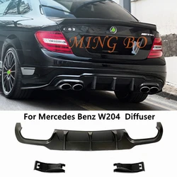 Dla Mercedes Benz C Class W204 C63 AMG 2012-2014 zderzak Spoiler ABS czarny dyfuzor tylnego zderzaka zestawy karoseryjne