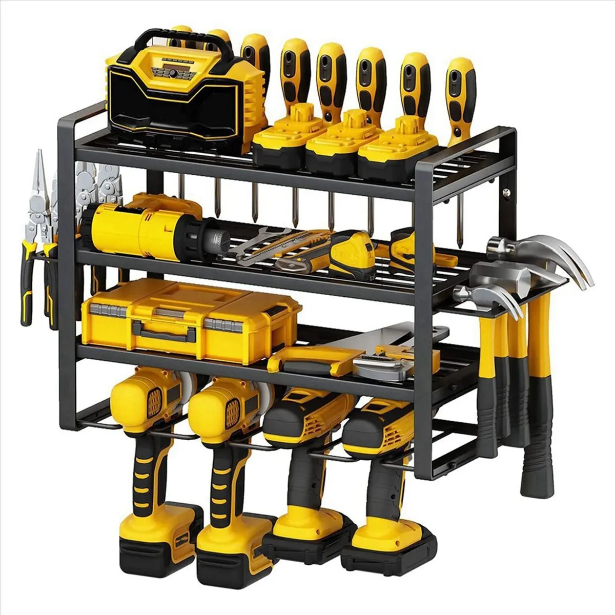 4 Layer Power Tool Organizer Wall Mount, Cordless Drill Hanger Rack Tools Holder iron