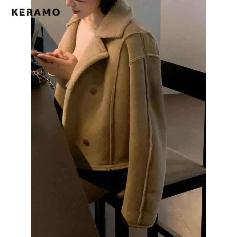 2023 Winter Female Vintage Style Single Breasted Notched Collar Jacket For Women Office Lady Solid Fashion Luxury Warm Coat