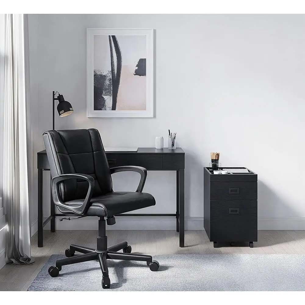 ®   Sedia da ufficio direzionale Mid-Ba Rezzi in pelle vegana, nera