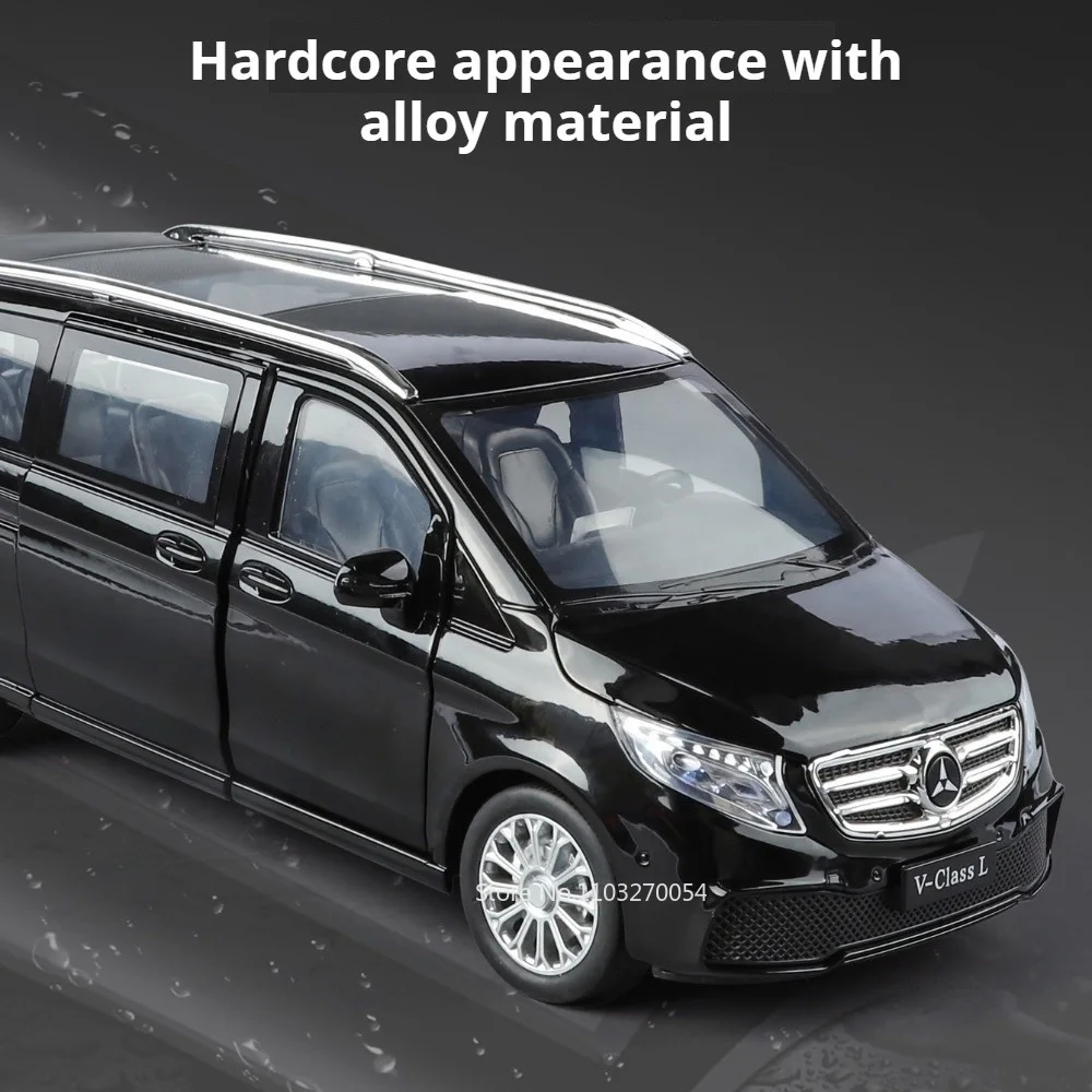 รถโมเดลไดแคสต์ Denza D9 อัลลอยด์ รุ่น 1:24 V260L รถธุรกิจ ของเล่นเด็ก ประตูเปิดได้ มีเสียง มีไฟ รถแบบดึงหลัง ของขวัญวันเกิดสำหรับเด็ก