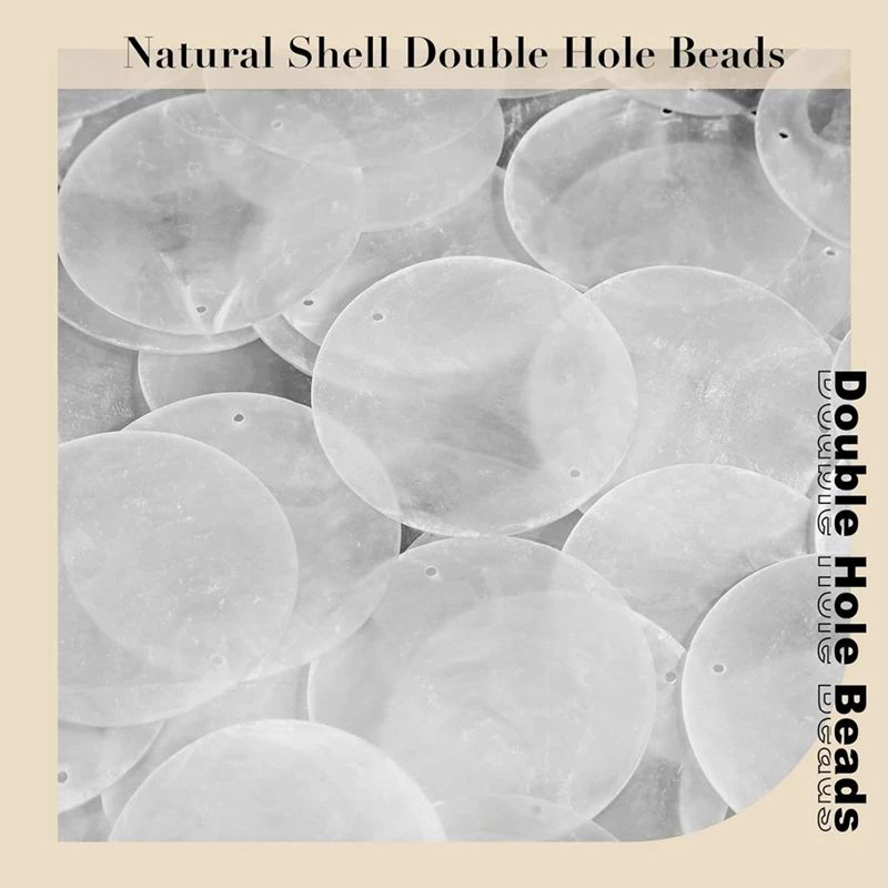 A47U 180 Pcs Round Natural Shells Capiz Sea Shells 2 Inch Oyster Shells for Crafting with 2 Holes Sea Shell Discs