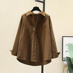 Women's Thickened Corduroy Jacket Loose-Fit Casual Cardigan Fashionable Autumn/Winter Korean Style Layered Fashion Beige Shirt