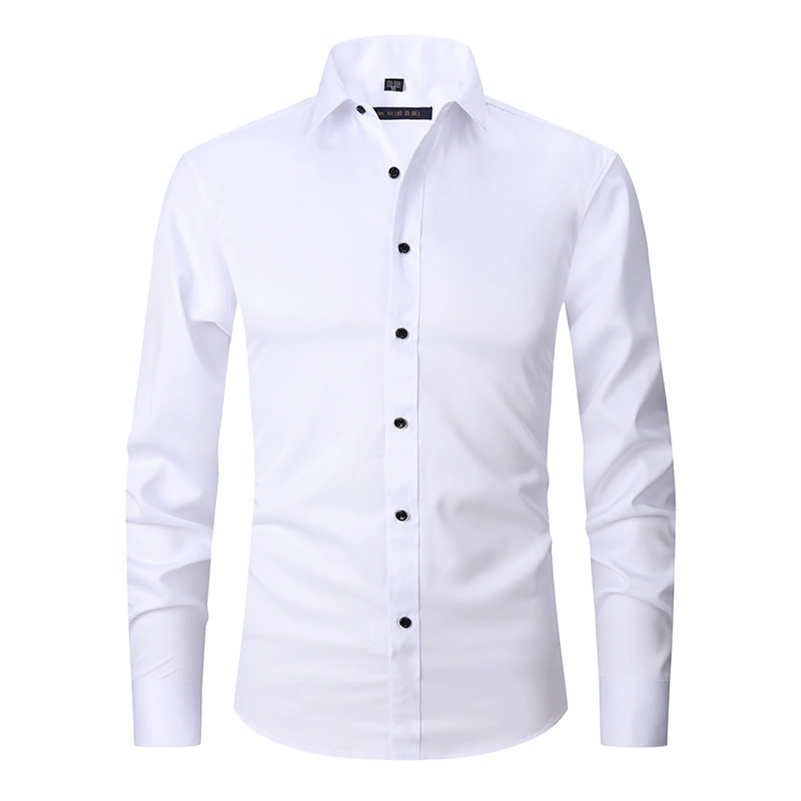 

Shirts for Men Long-sleeved Solid Color Slim Fit Button Up Lapel Shirts Fashionable Formal Business Shirts