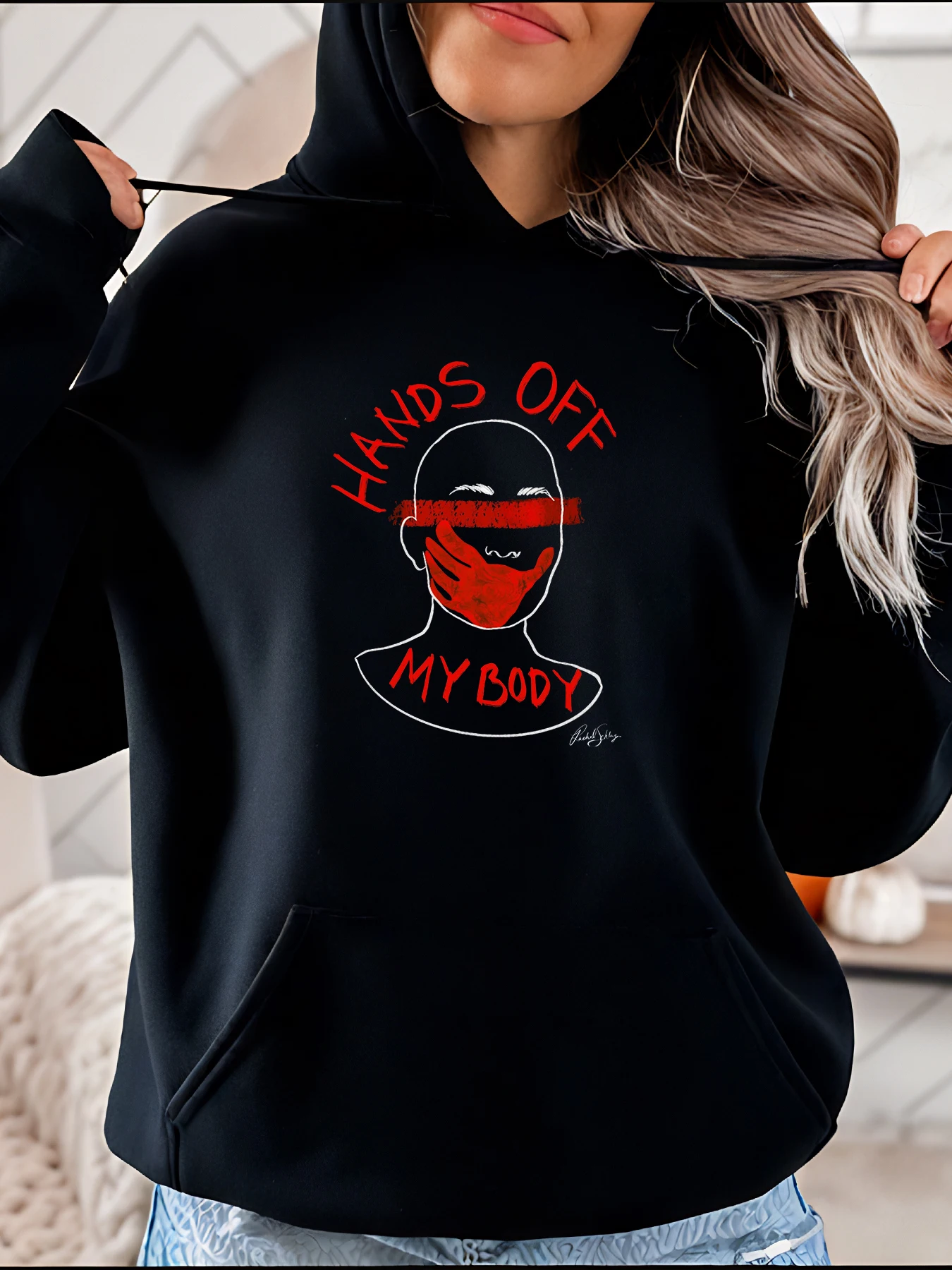 Damen-Kapuzenpullover „Hands Off My Body“, Grafikdruck, Sweatshirt, lässig, Streetwear, Mode, Damen 280