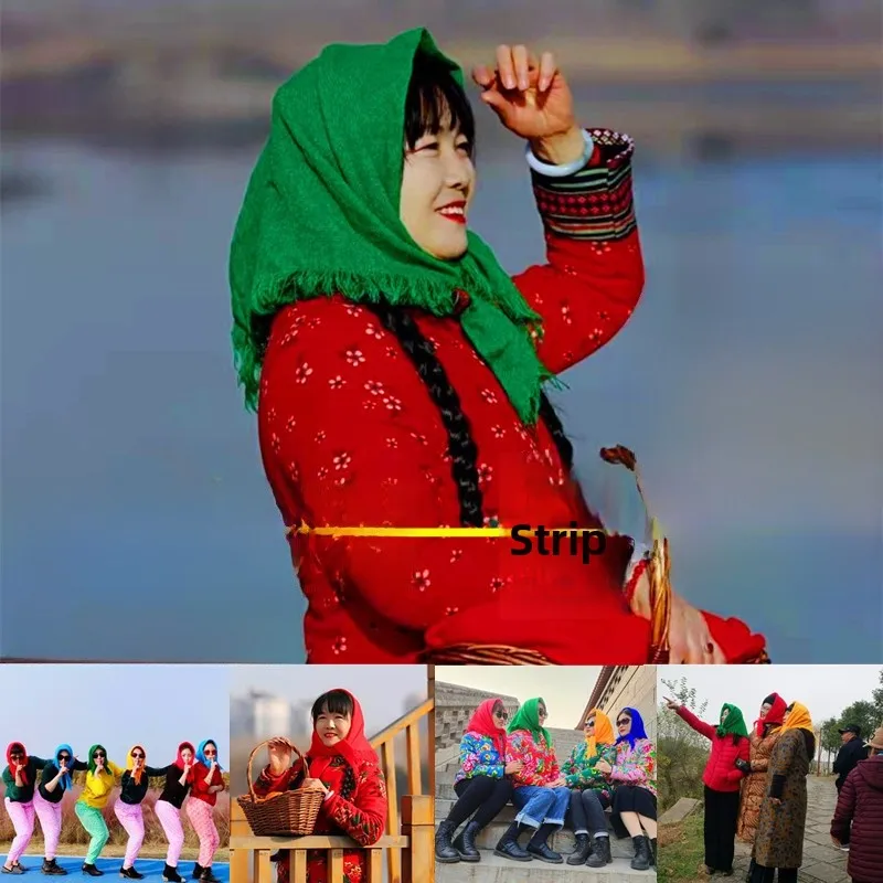 

Vintage Rural Women's Headscarf Old Fashioned Grandma Mommy Style Green Scarf for Elderly Ladies Wrap Headscarf Fashion Acces...