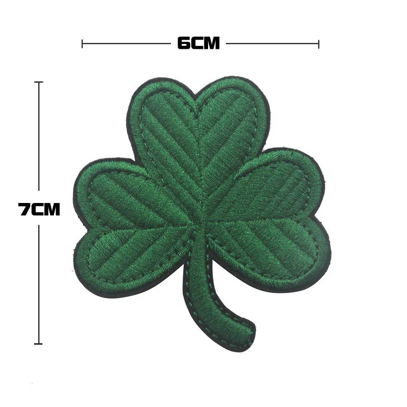 Tactical Irish Clover Olive Drab Embroidered Emblem Lucky Shamrock Hook and Loop Ireland Patches for Jackets Bags DIY Accessory