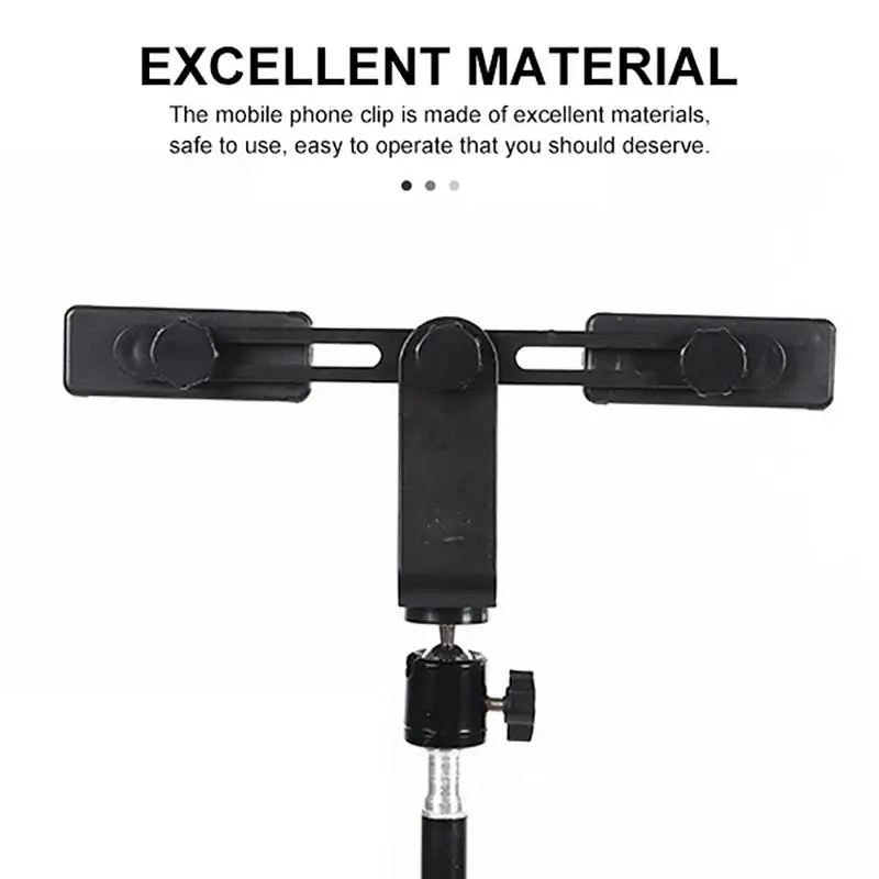 Duals Camera Phone Holder Plastic Mobile Phone Stabilizer Clip 360 Degree Rotating Outdoor Phone Holder For Live Broadcast Suppl