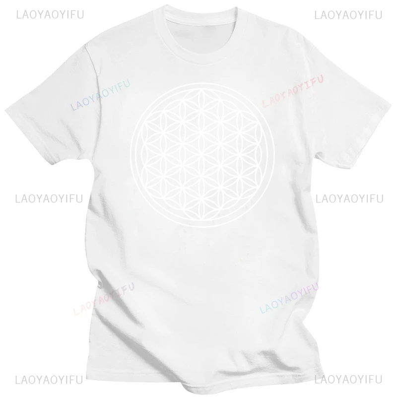 Flower of Life Mens Graphic Printed T-Shirt Summer Funny Adult Geometric Patterns Custom Short-sleev O-neck Casua T-Shirt Tops