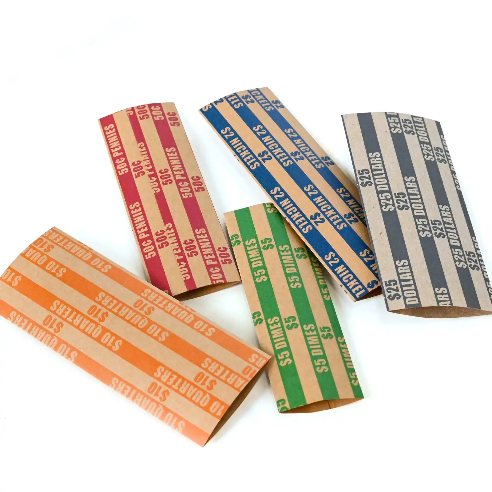 

NATURALABEL Striped Flat Coin Wrappers Rolls Penny/ Nickel/ Dime/ Quarter/ Half Dollar/ Dollar 105/175 Pieces