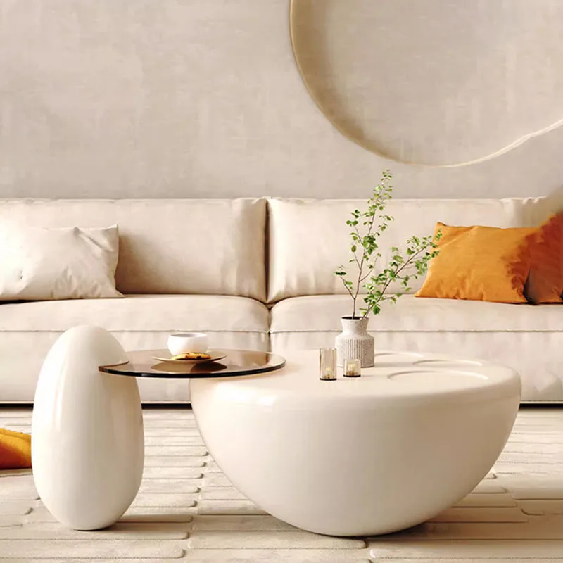 

Minimalist Round Coffee Table Unique Kawaii Trendy Aesthetic Coffee Table Living Room Modern Table Basse Design Home Furniture
