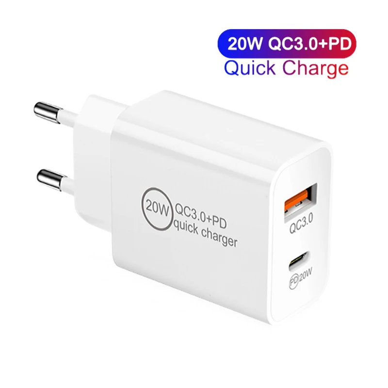 PD 20W 18W USB Quick Charger QC3.0 Fast Phone Wall Charger Adapter For iPhone 13 12 Pro iPad Huawei Xiaomi Samsung EU Plug