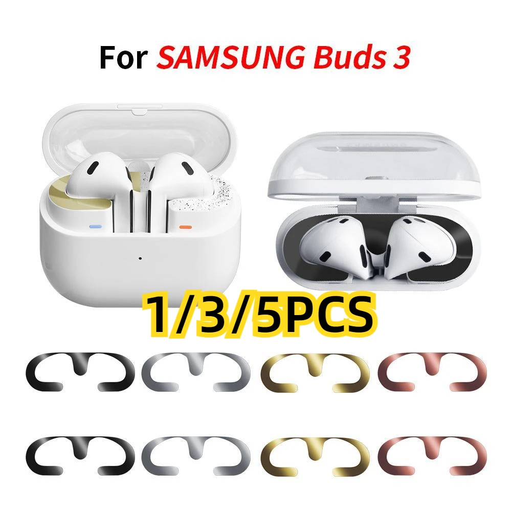 

1/3/5pcs for Samsung Galaxy Buds3 Bluetooth Headset Electroplated Metal Sticker Dust Sticker Headphones Dust-proof Sticker