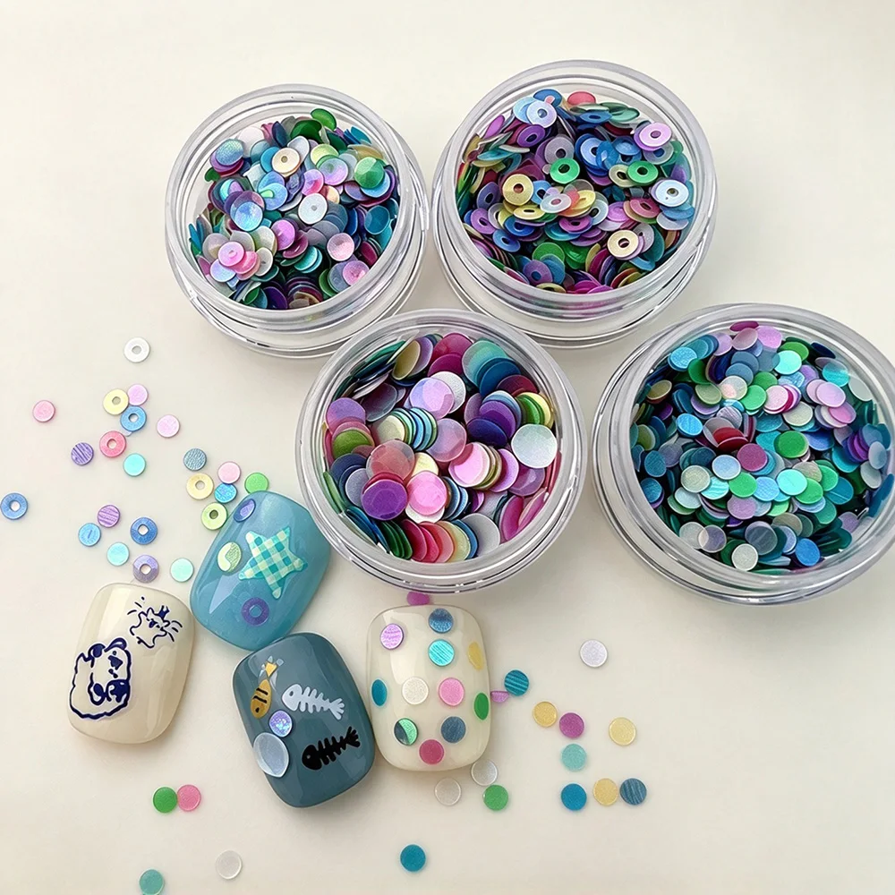 1Box Dreamy Colorful Circular Ring Nail Sequins 2/3/4mm Round Dots Nails Glitter Flakes Decoration Dopamine Manicure Accessories