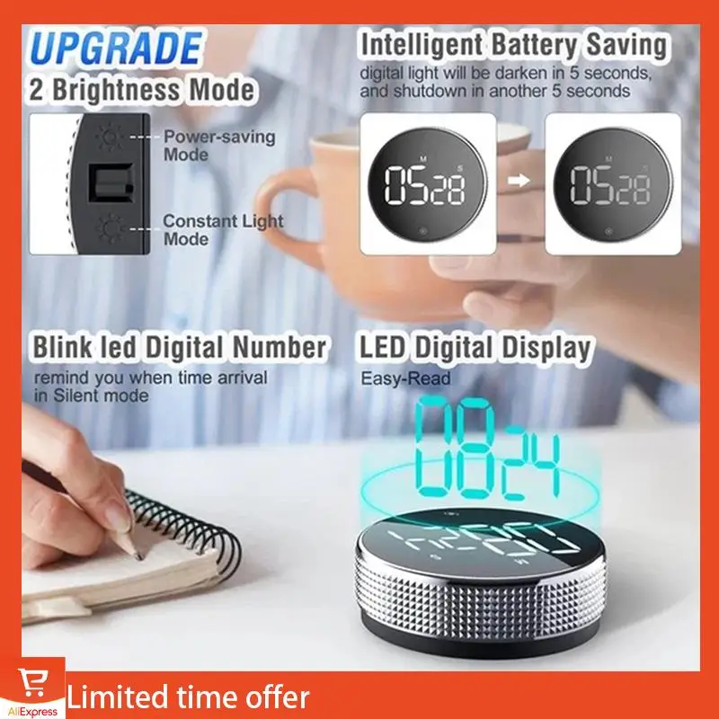 

Fresh 2X Magnetic Digital Timer For Kitchen Cooking Shower Study Stopwatch LED Counter Alarm Remind Manual