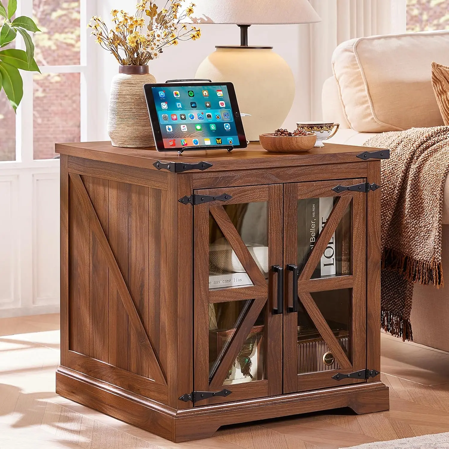 24'' End Table Set 2 With USB Charger For Living Room, Customized
