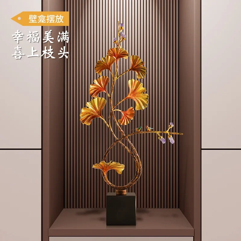 Ginkgo biloba entry entrance decoration ornament light luxury high-end living room niche TV cabinet moving house new home gift