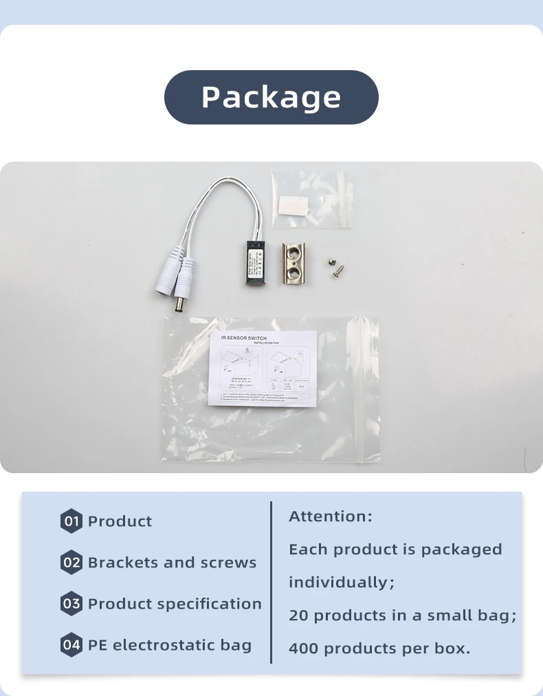 DC 12V 24V Möbel-Schranktür Infrarot-Sensor-Schalter Handsteuerung Dimmer LED-Sensor Geeignet für Schrankbeleuchtung – Detail 6