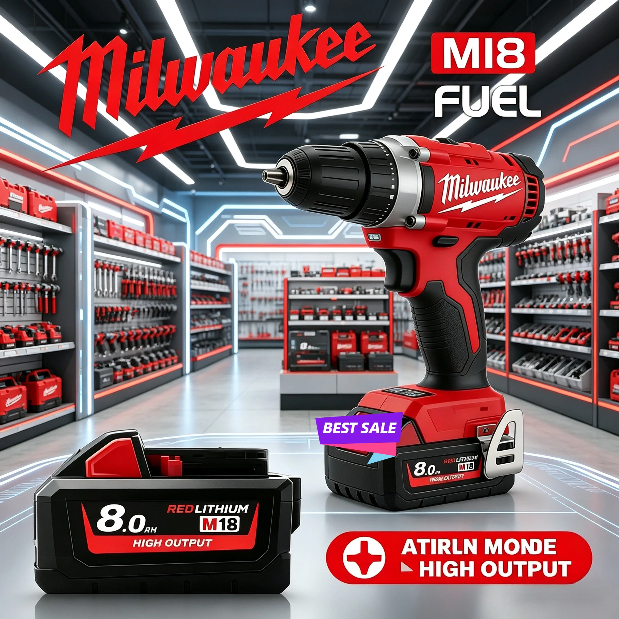 

100% Compatible with Milwaukee M18 Tools Fits all M18 cordless tools, replaces M18B5&48-11-1860 batteries 72v battery pack 3000w