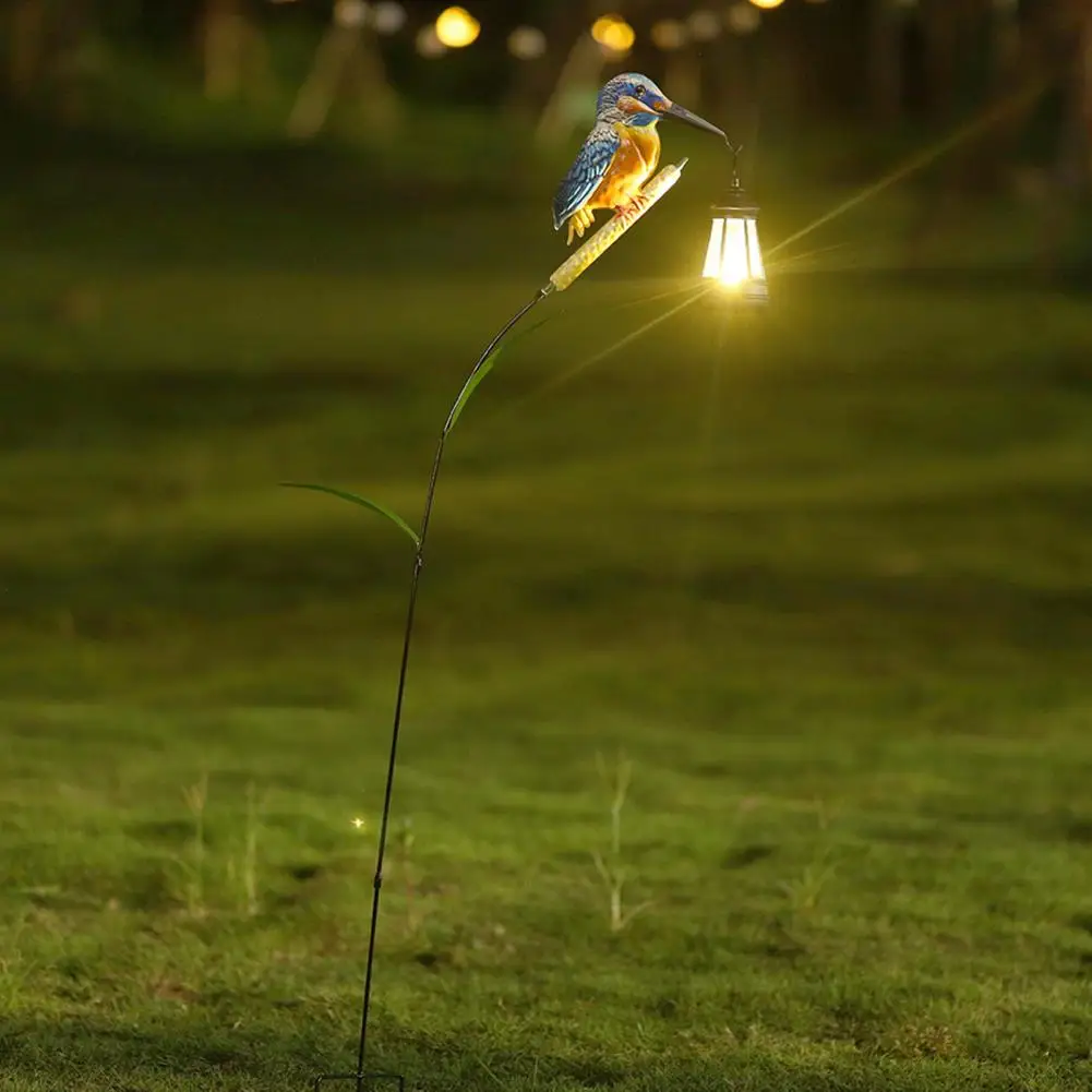 No Wiring Solar Outdoor Lamp Garden Bird Solar Light with Hummingbird Kingfisher Design Outdoor Solar Lantern for Yard for Yard
