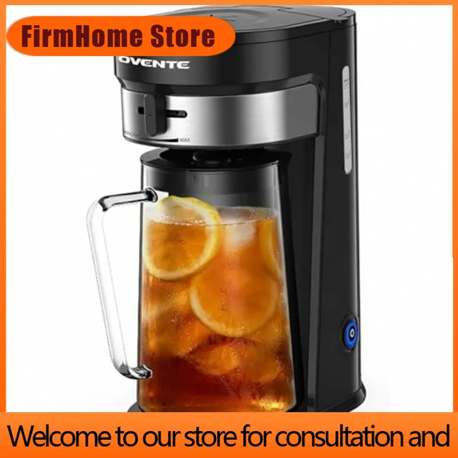FirmHome StoreOVENTE Iced Tea Maker And Iced Coffee Maker With 3QT Pitcher Sliding Brew Strength Selector For Taste Customizatio
