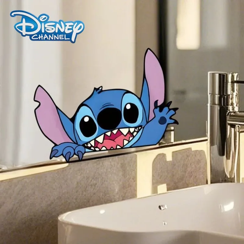 

Disney Stitch Bedroom Mirror Decoration Sticker Bathroom Glass Door Waterproof Film Car Sticker Scratches Luggage Computer Decal