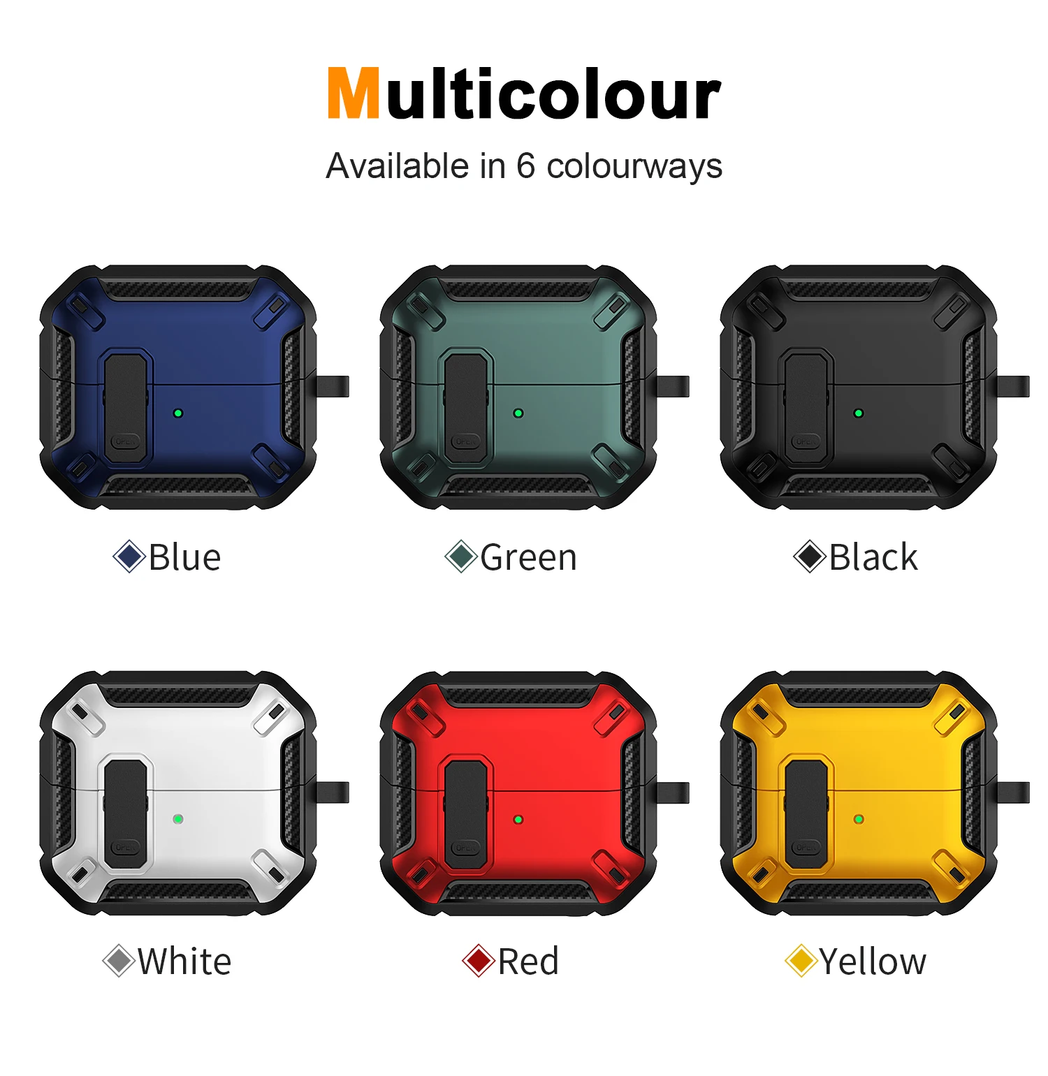 

For Airpods 4 Case Luxury Bicolor Safety Lock Buckle Earphone Case With Hook For AirPods Pro 2 3 Pro2 Shockproof Protective Case