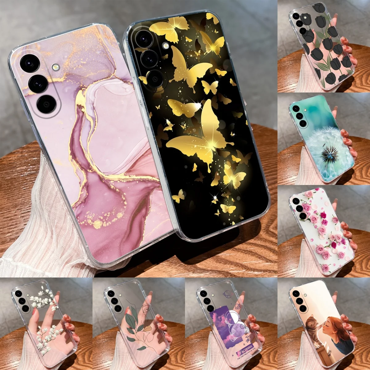 For Samsung Galaxy A27 A57 A37 Case Artistic Floral Astronaut Anti-Fingerprint Simplicity Clear Housing For samsung a37 Capinha