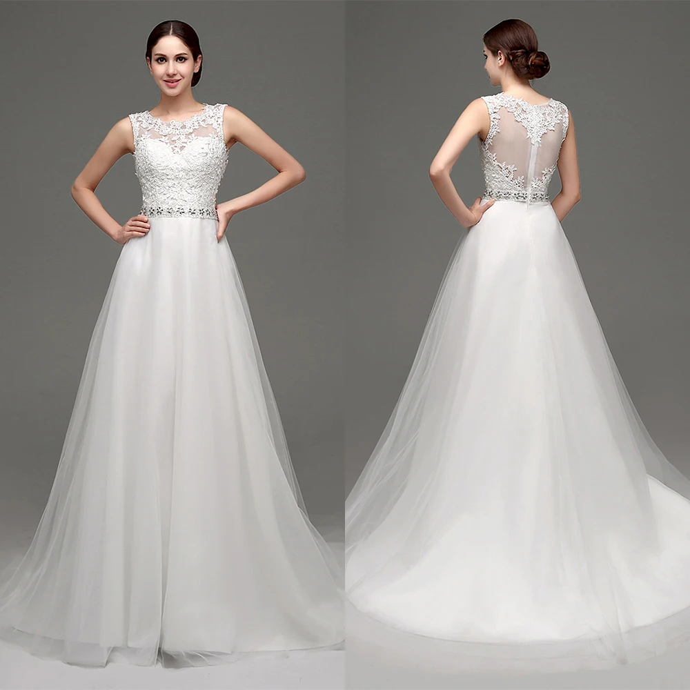 Customized O-neck A-line Sleeveless Beaded Lace Vestidos Elegantes Para Mujer Para Una Boda Dress for Women Robes De Soirée 드레스