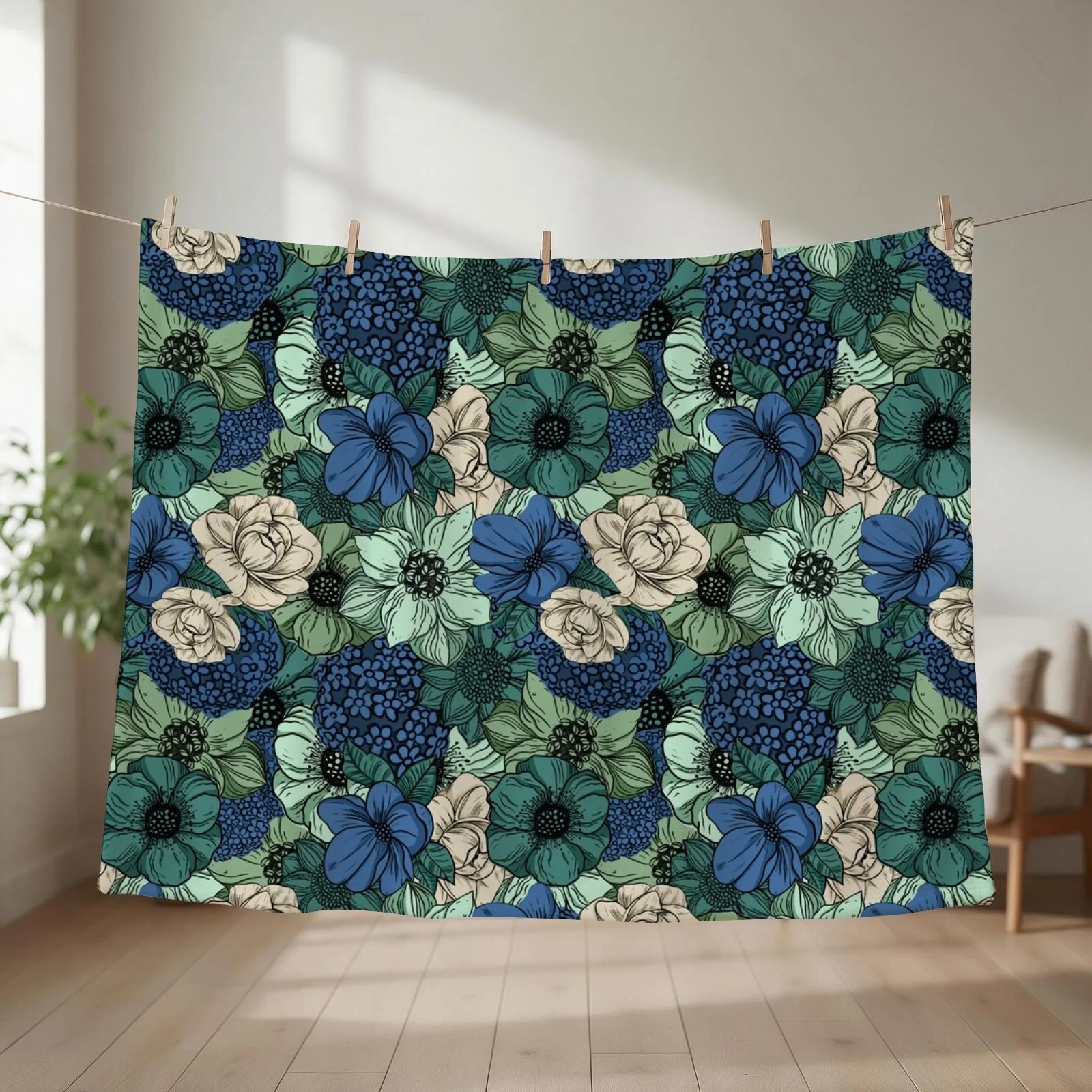 Beryl Flowers Throw Blanket couch cozy soft plush fuzzy picnic outdoor blanket